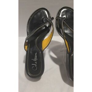 Cole Haan Air Women's D27358 Black Leather 2 Strap Wedge Sandals. Size 10B